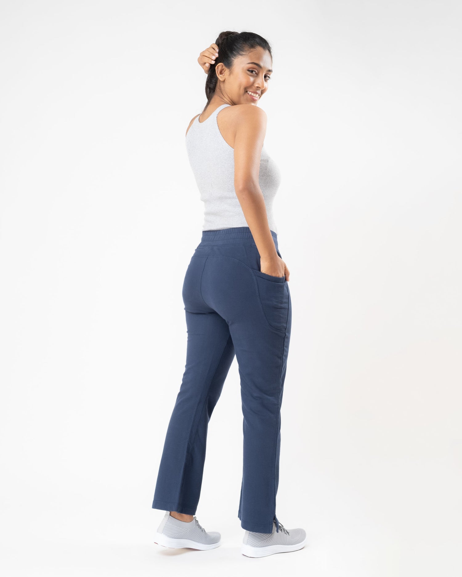 Women's Wide Leg Pants, Women's Fashion Solid Colour Casual Work Trousers  Pocket Chinos Dressy Pants Cotton Pants for Women Beach Pants Shirt  Pinterest Palazzo Pants Wear 2023 (S, Dark Blue) at Amazon