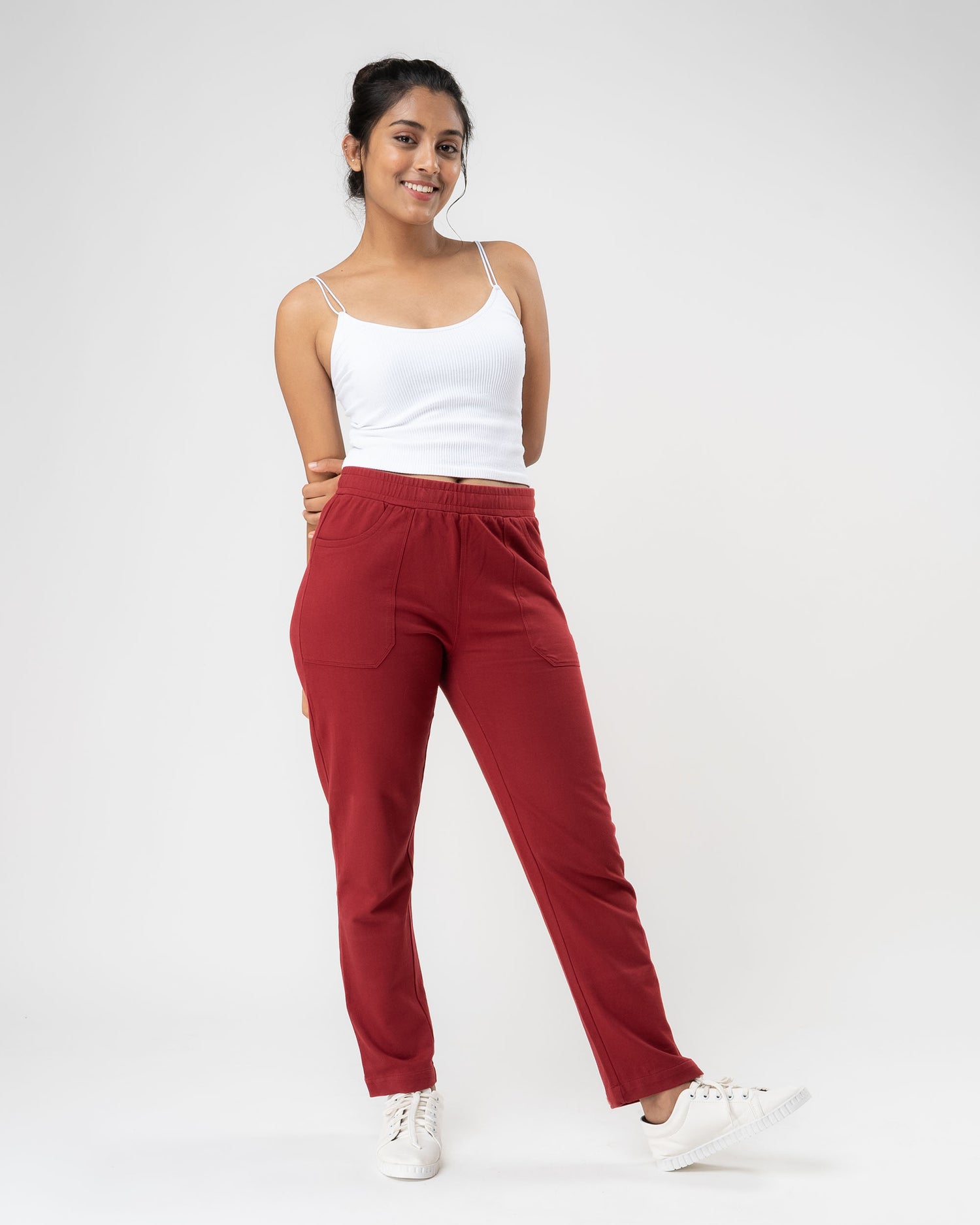 Red Cotton Comfort Pants For Women - Best Organic Pants – Cuttlefish