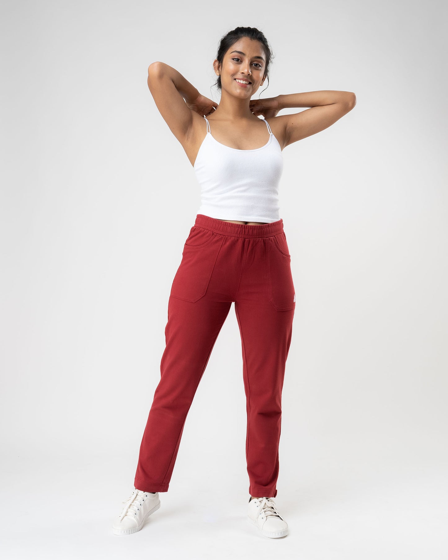 Adventure Red - Organic Cotton Straight Fit Pants For Women